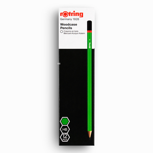 Rotring 12'li HB Mercanlı Köşeli Ahşap Kurşun Kalem Yeşil 0656 - Thumbnail