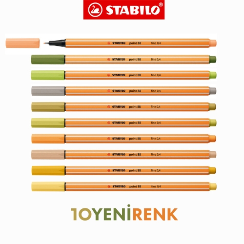 Stabilo Point 88 0.4 mm Fineliner Marker 10 Yeni Renk