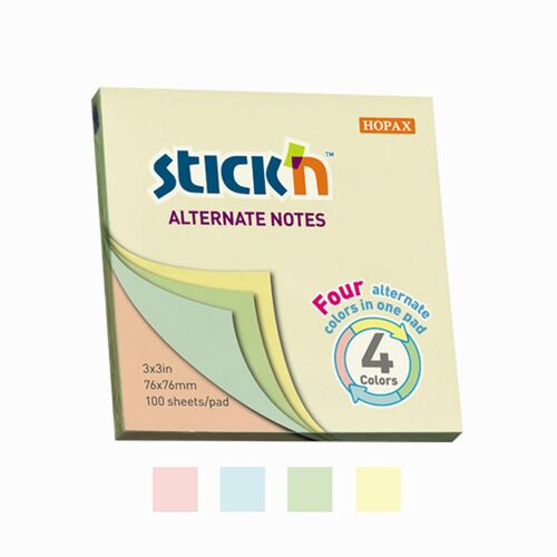 Stickn Alternate Noted Yapışkanlı Not Kağıtları Pastel Renkler 21821