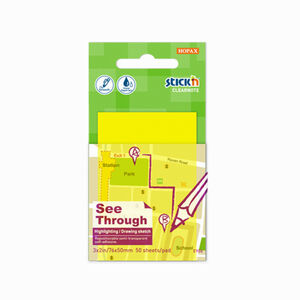 Stickn Şeffaf Yapışkanlı Not Kağıdı Neon Sarı 21705 - Thumbnail