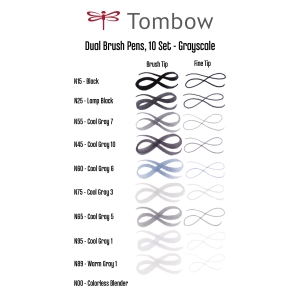 Tombow Dual Brush 10'lu Set Grayscale 1716 - Thumbnail