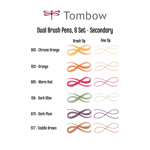 Tombow Dual Brush 6'lı Set Secondary Palette