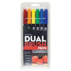 Tombow Dual Brush 6'lı Set Primary Palette - Thumbnail