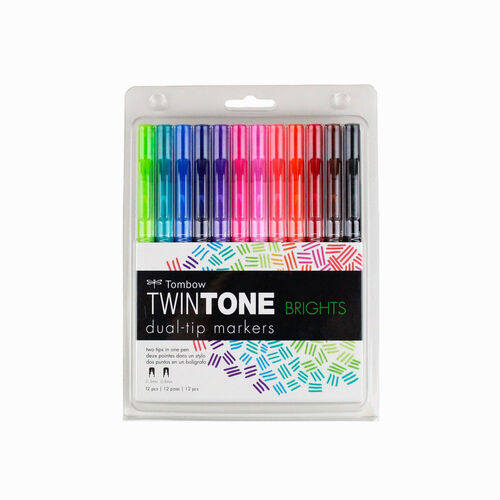 Tombow TwinTone 12'li Canlı Renkler Çift Uçlu Markör Seti 8877