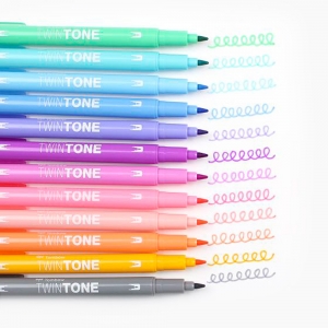 Tombow TwinTone 12'li Pastel Renkler Çift Uçlu Markör Seti 5013 - Thumbnail