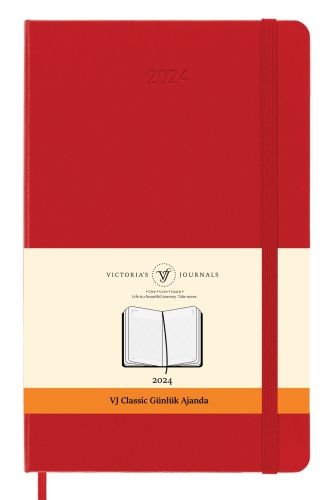 Victoria's Journals 2024 Classic Günlük Ajanda 13x21 Kırmızı 1715