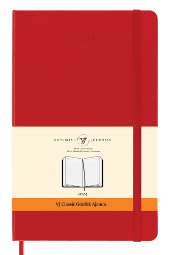 Victoria's Journals 2024 Classic Günlük Cep Ajanda 9x14 Kırmızı 1876