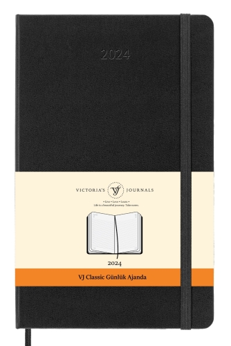 Victoria's Journals 2024 Classic Günlük Cep Ajanda 9x14 Siyah 1852