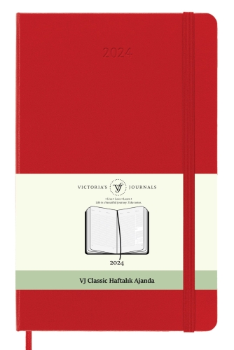 Victoria's Journals 2024 Classic Haftalık Ajanda A4 Kırmızı 1487
