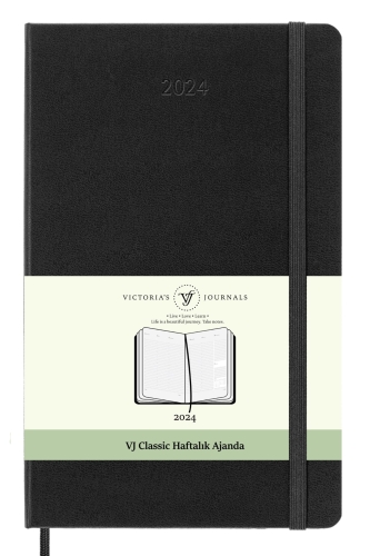 Victoria's Journals 2024 Classic Haftalık Ajanda A4 Siyah 1463