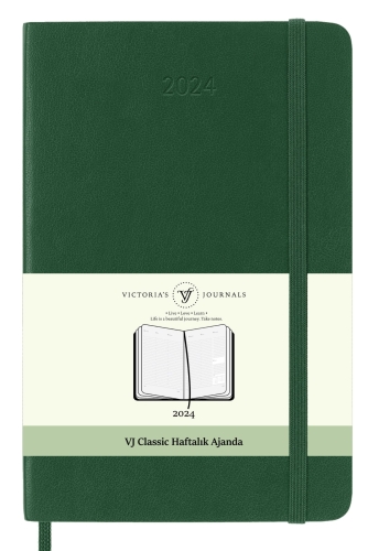 Victoria's Journals 2024 Classic Haftalık Ajanda A4 Yeşil 1494