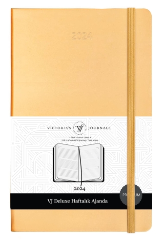 Victoria's Journals 2024 Deluxe Haftalık Ajanda 13x21 Yaldızlı Altın 1616