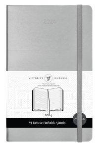 Victoria's Journals 2024 Deluxe Haftalık Ajanda 13x21 Yaldızlı Gümüş 1623 - Thumbnail