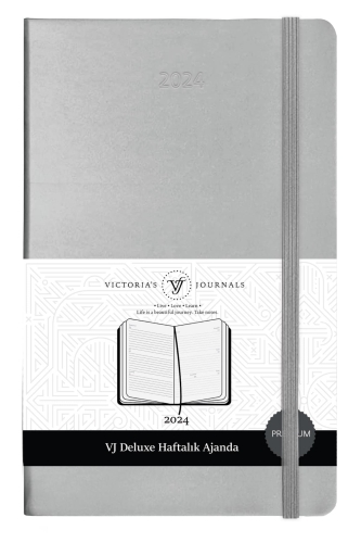 Victoria's Journals 2024 Deluxe Haftalık Ajanda 13x21 Yaldızlı Gümüş 1623