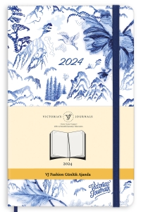Victoria's Journals 2024 Fashion Günlük Ajanda 13x21 Beyaz-Mavi 1814 - Thumbnail
