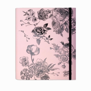 Victoria's Journals Vj Spiralli Süresiz Ajanda, 3 Bölmeli Tarihsiz Planlayıcı Defter 16,5x22,5 Cm- Black&pink Florals 7439 - Thumbnail